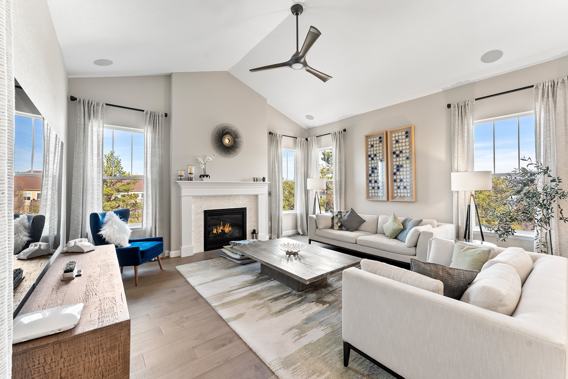 Home Living Room with Fireplace