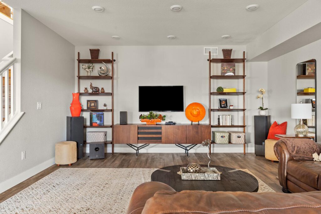 Professional Interior Design Photo of a Basement Entertainment Room