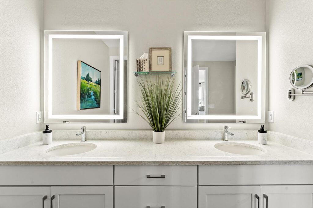 Professional Interior Design Photo of a Bathroom with Dual Vanities