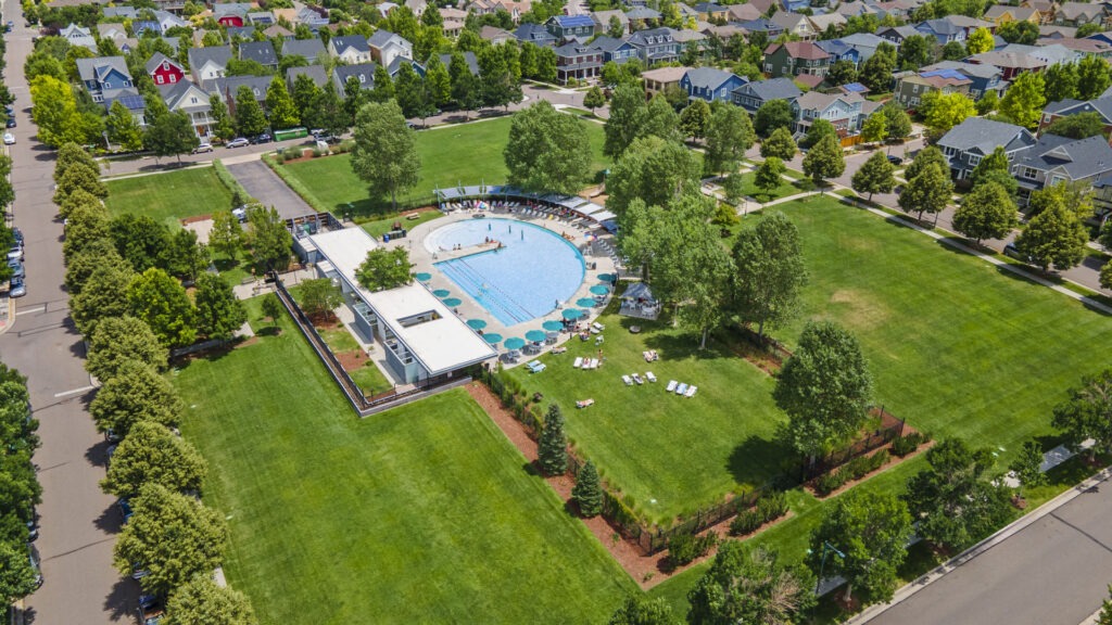 Aerial Drone Photograph of a Community Pool